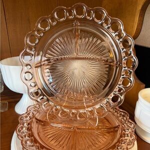 Elegant Pink Depression Glass Grill Plates